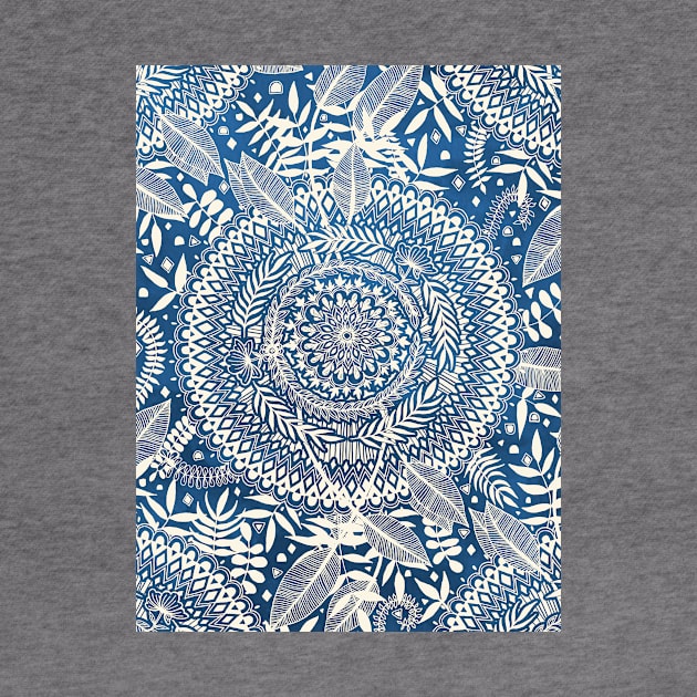 Diamond and Doodle Mandala On Blue by micklyn